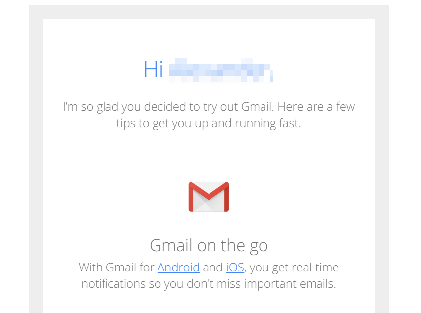 welcome email