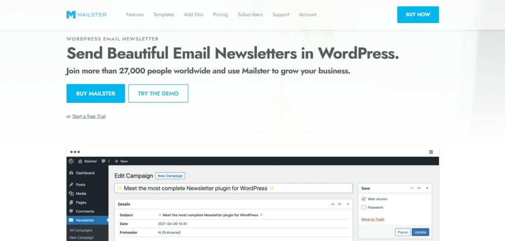 mailster email newsletter plugin