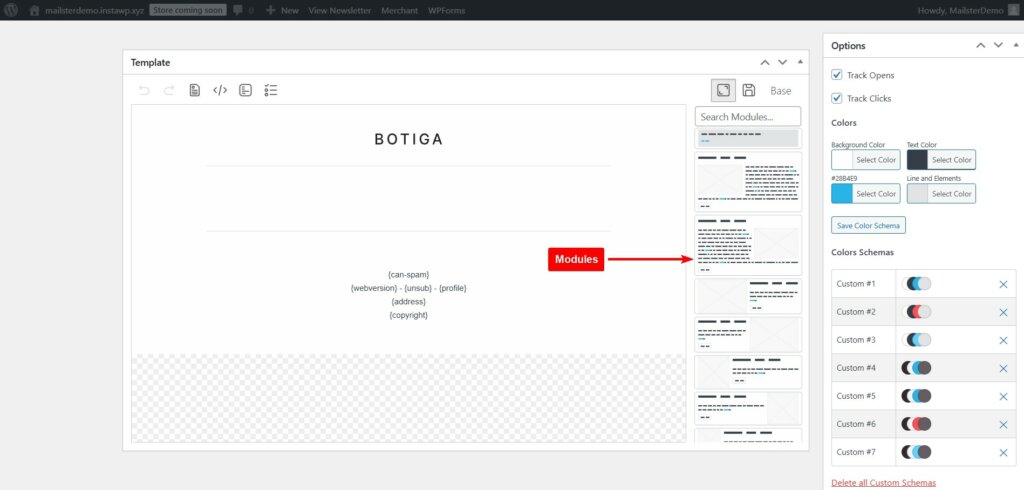 mailster email template modules
