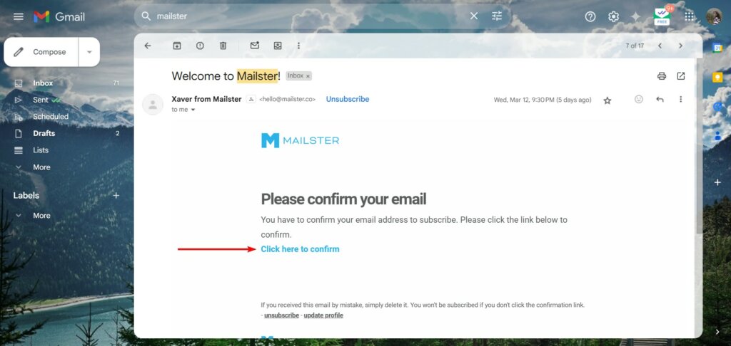 mailster welcome activation email